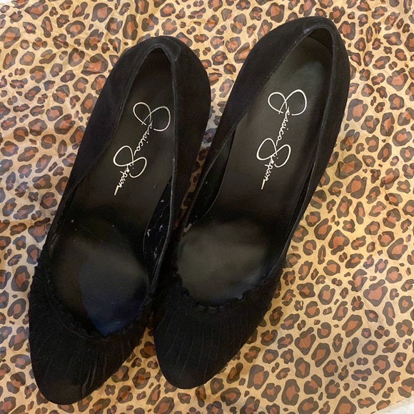 🛝⬇️ Jessica Simpson Size 8B 38 Black High Heels Pumps - Picture 7 of 8